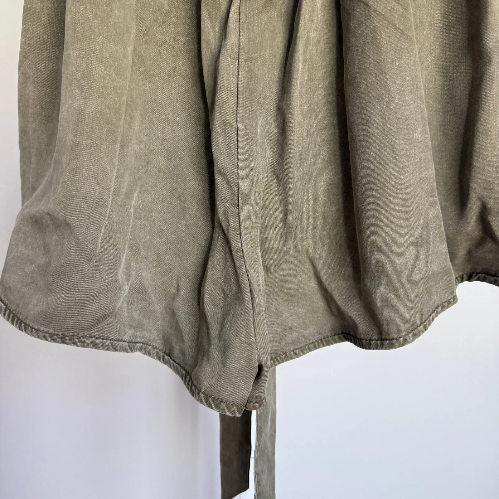 Express sz S Olive Green Linen Blend High‎ Rise Belted Paperbag Shorts - Image 9