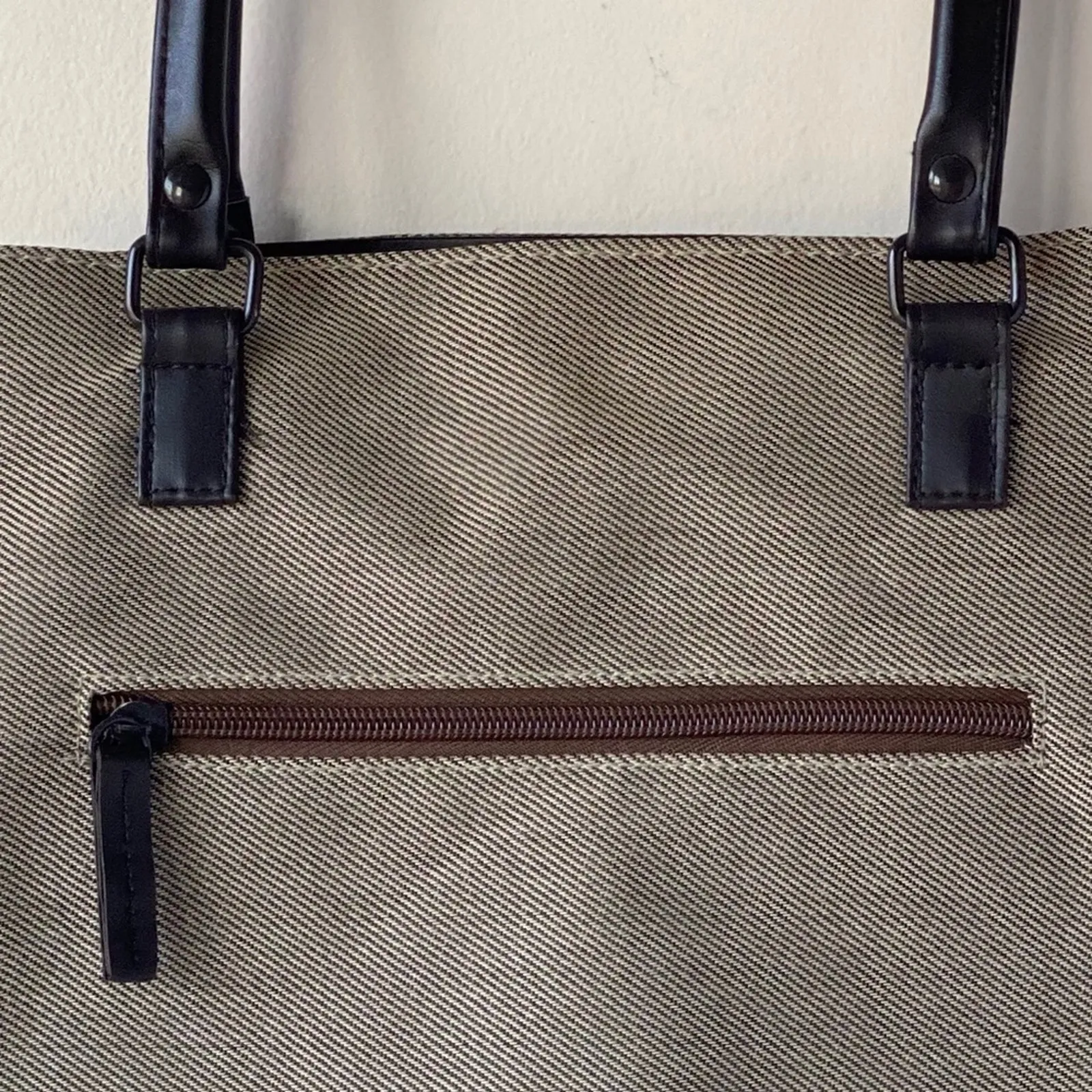 Brown Tweed Style Canvas Tote - Image 3