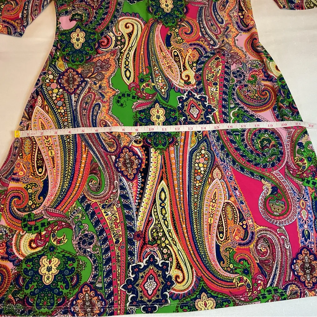 Tommy Hilfiger Women’s Size 12 Paisley Pink/Green Ruched -Sleeve Shift Dress - Image 15