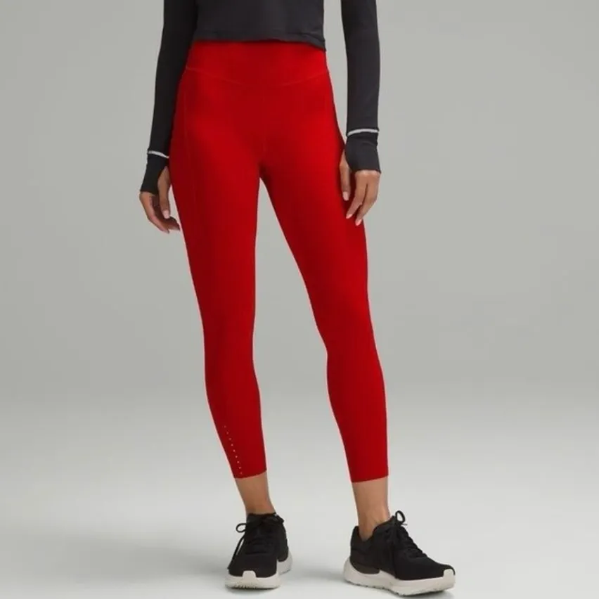 Lululemon Fast & Free High Rise Tights Leggings Reflective Dark Red Size 2 NWT - Image 16