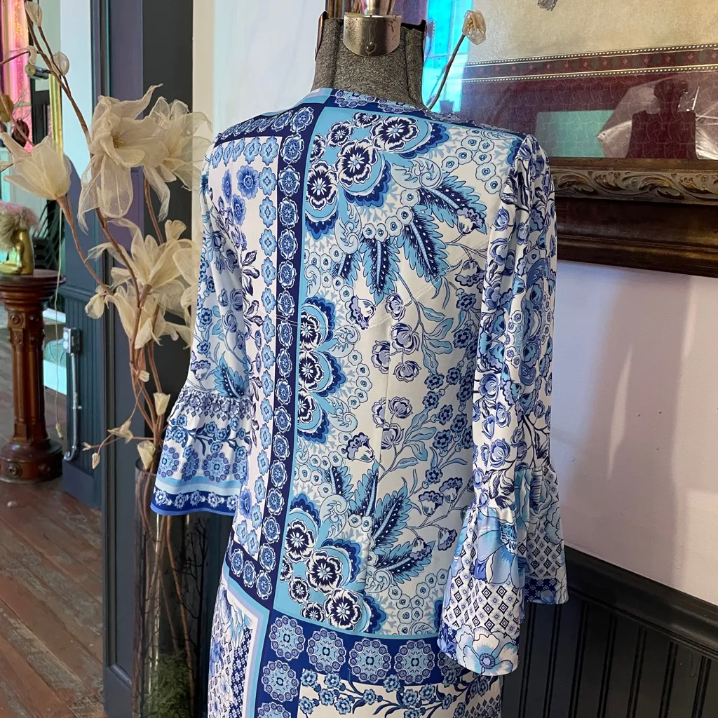 Hale Bob Kaylani Coastal Hamptons Bell Sleeves Floral Dress - Sz XS 🧡🎀 - Image 9