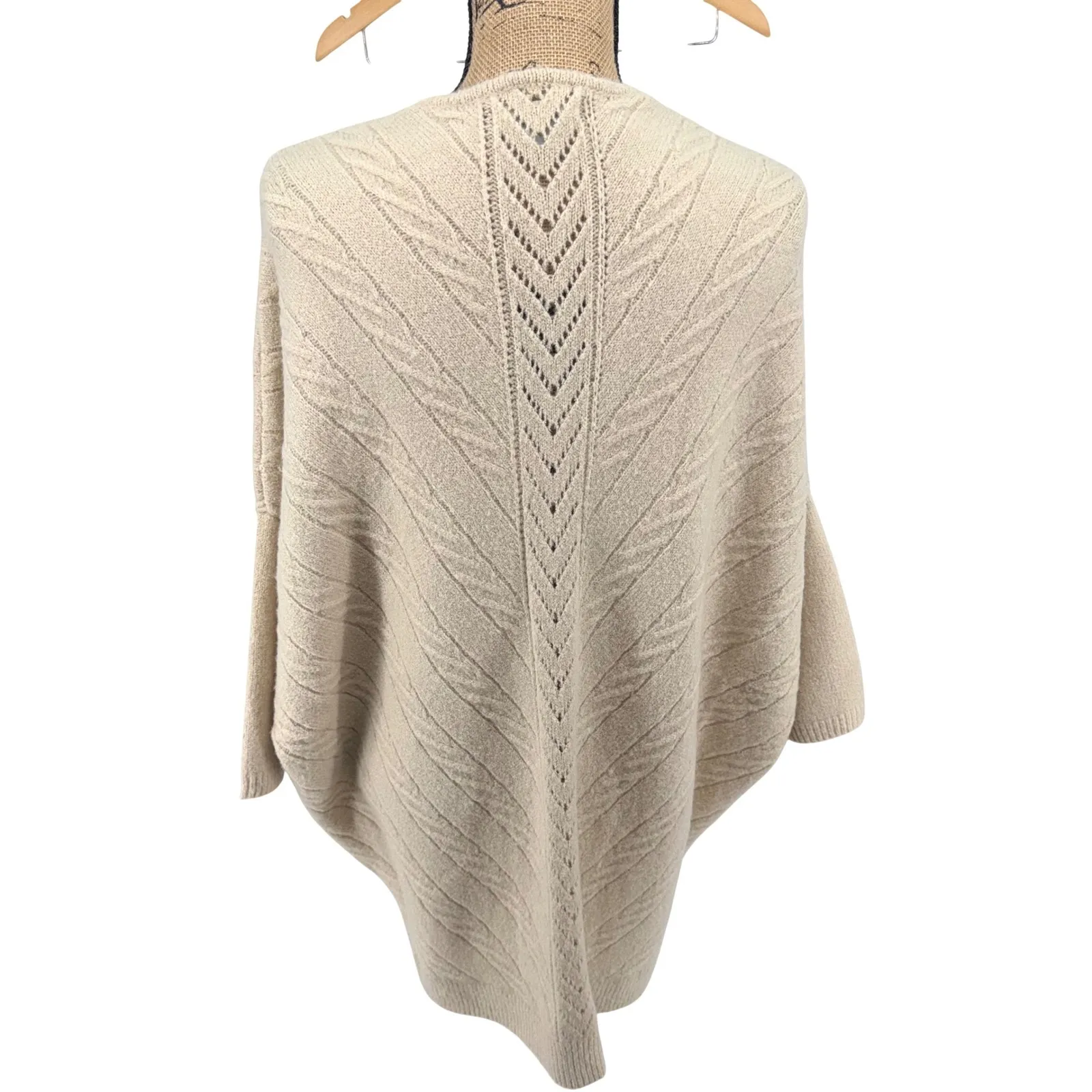 Natural Reflections Knit Open Front Cardigan Sweater Beige Cable Knit Lg Cozy - Image 4