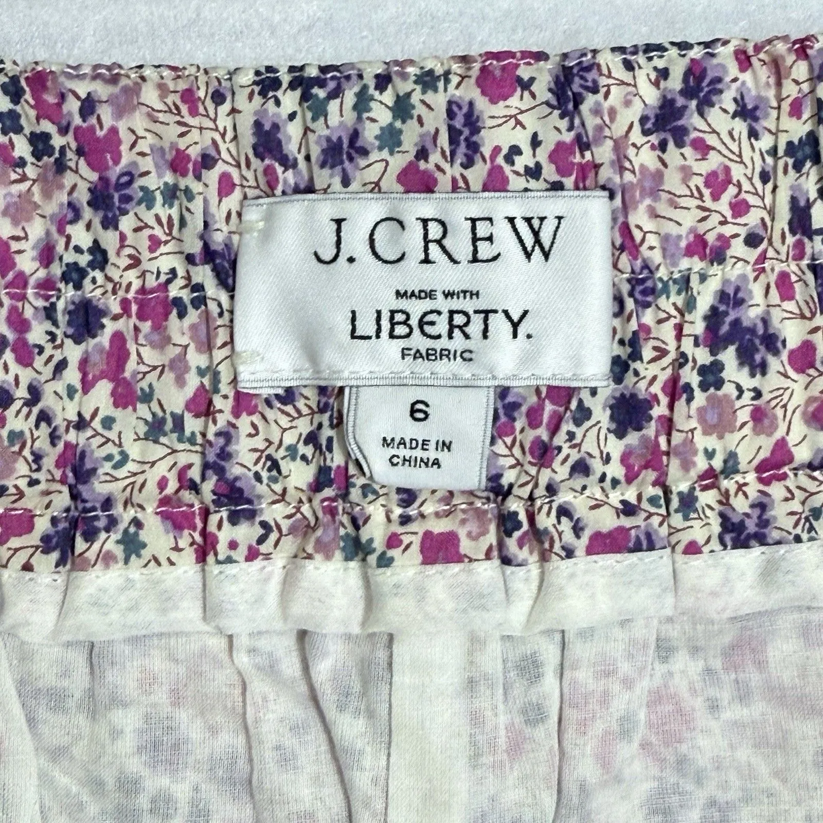 J.Crew x Liberty Phoebe Floral Pink Purple Pull On Crop Pant Womens Size 6 AV439 - Image 3
