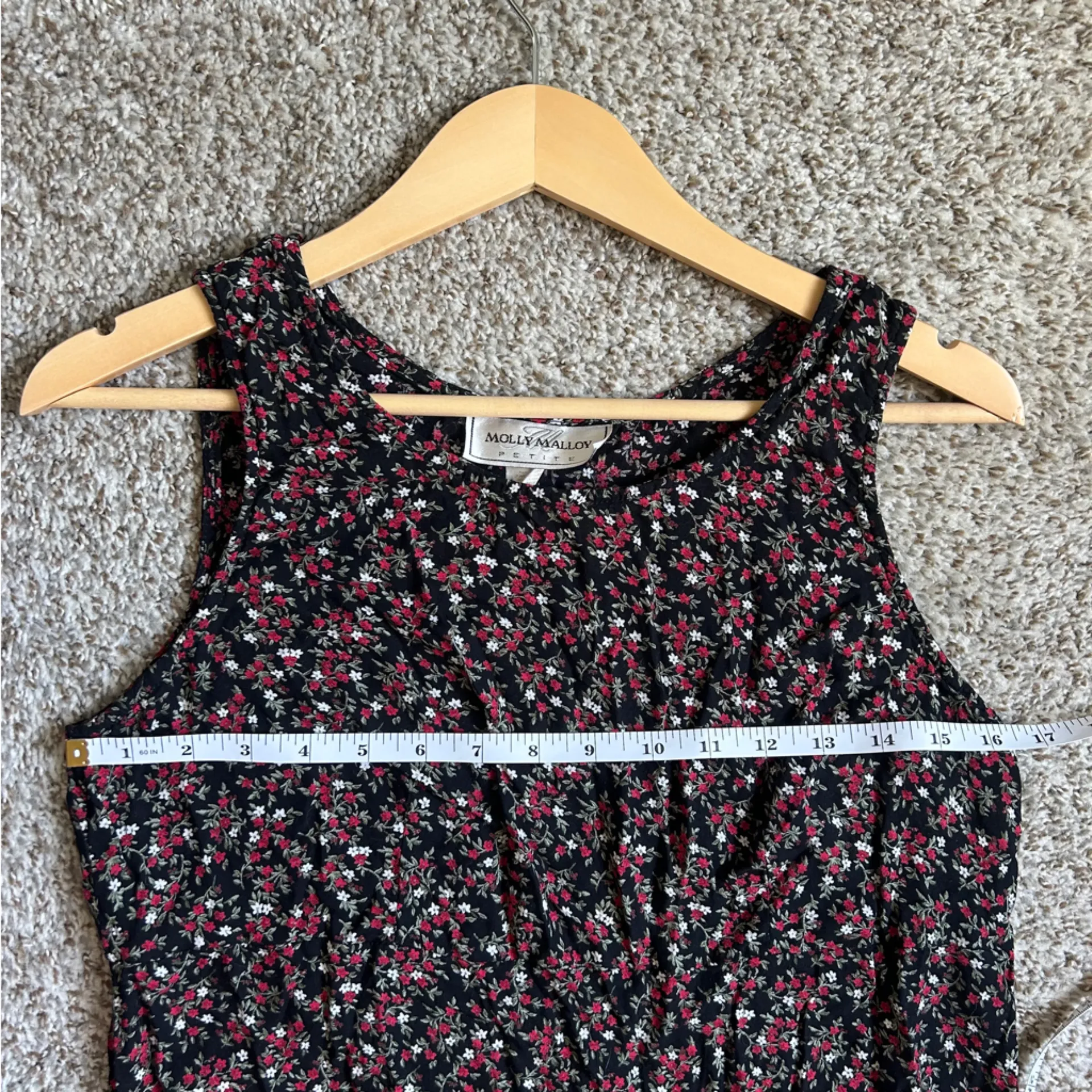 Molly Malloy Vintage Floral Sleeveless Black Dress Retro 90s Casual Lightweight Size 10 - Image 5