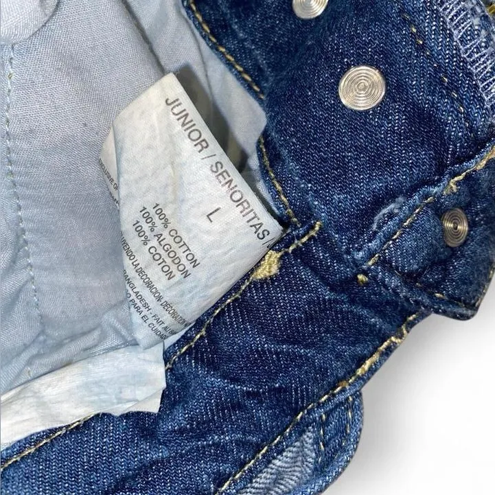 Y2k blue denim short overalls Size L - Image 5