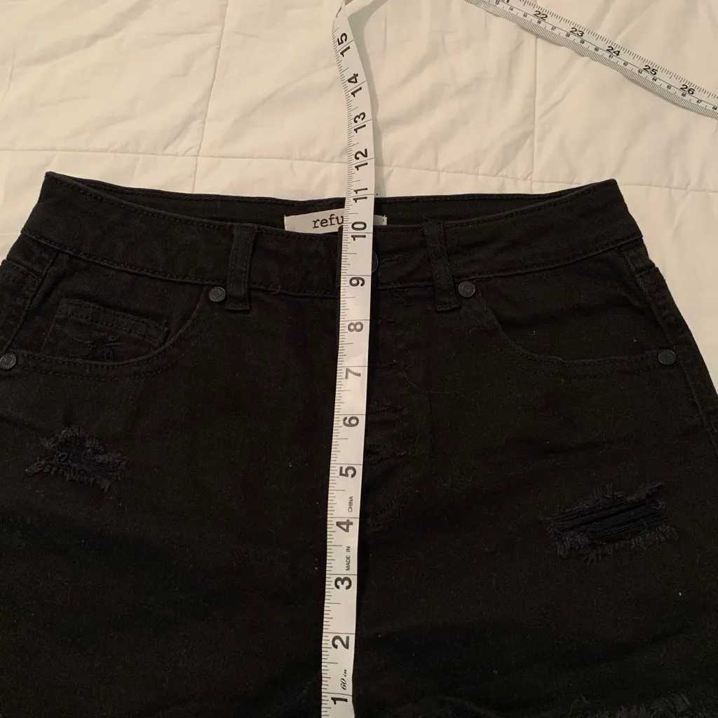 Refuge  Black cotton Jean Shorts - Image 6