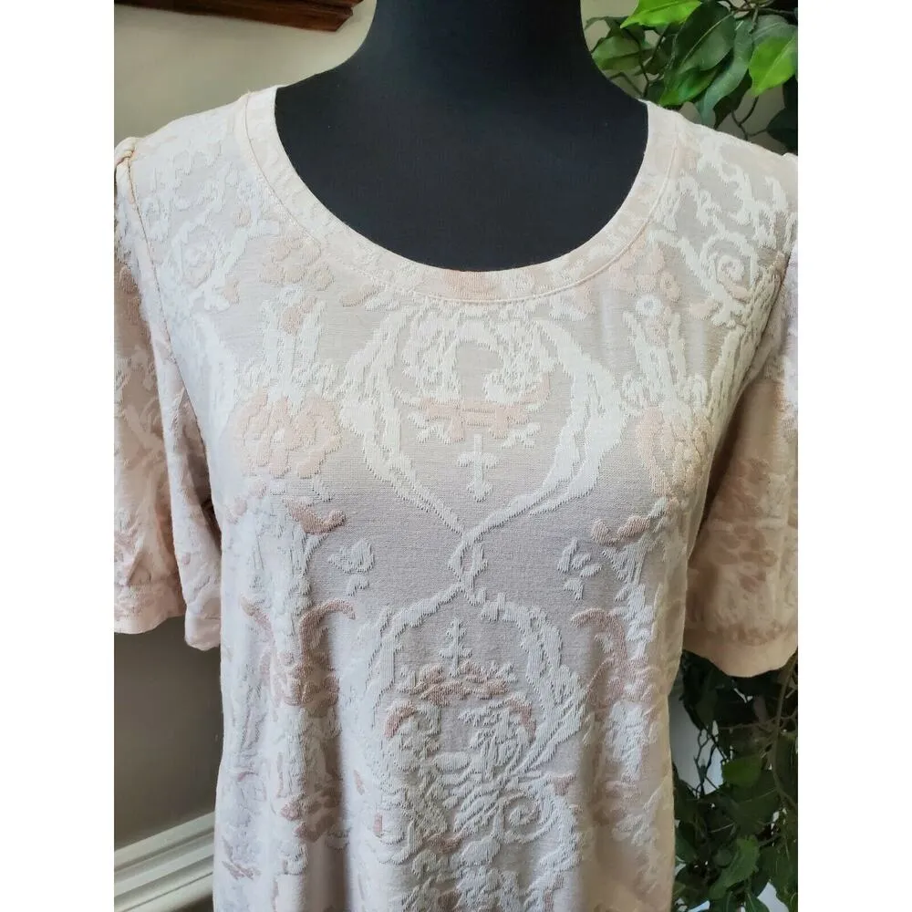 Rose+Olive Women's Pink Floral Rayon Round Neck Half Sleeve Casual Shirt Size L - Image 2