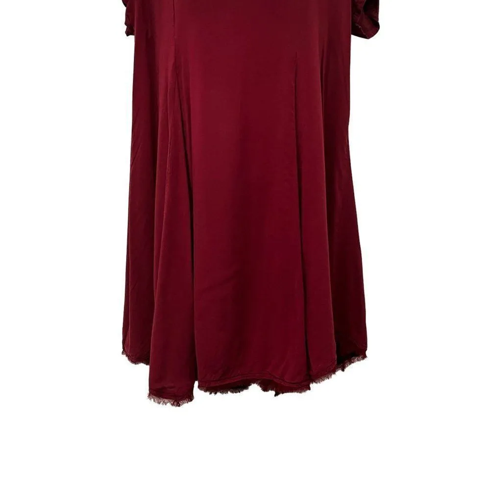 Urban Outfitters Silence + Noise Flirty Burgundy Short Sleeve Swing Dress - Image 5