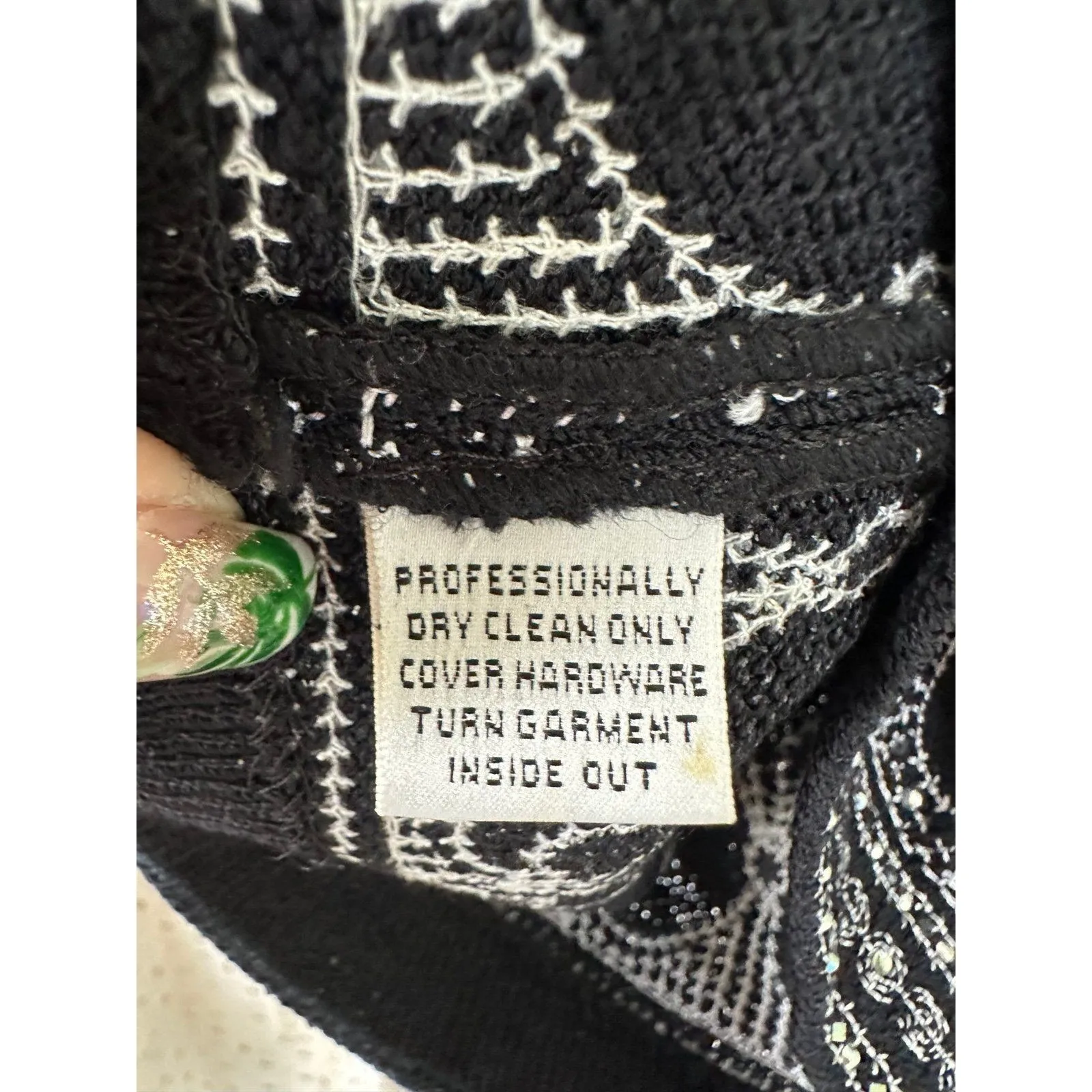 St. John Evening Jeweled Embroidered Black Cropped Bateau Neck Knit Sweater 6 - Image 6