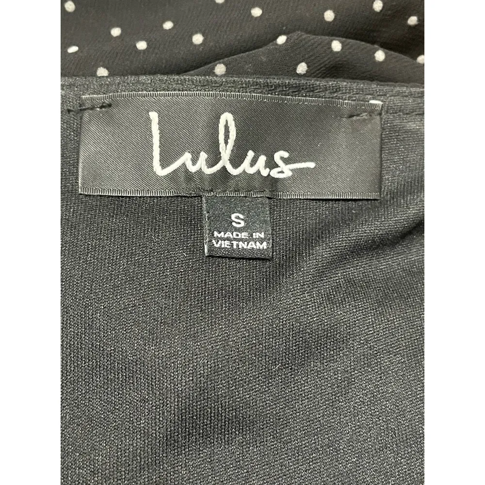 Lulus Mini Dress Polka Dot Print Short Sleeve Soft Ruffle Black/White W S NWOT Black - Image 10