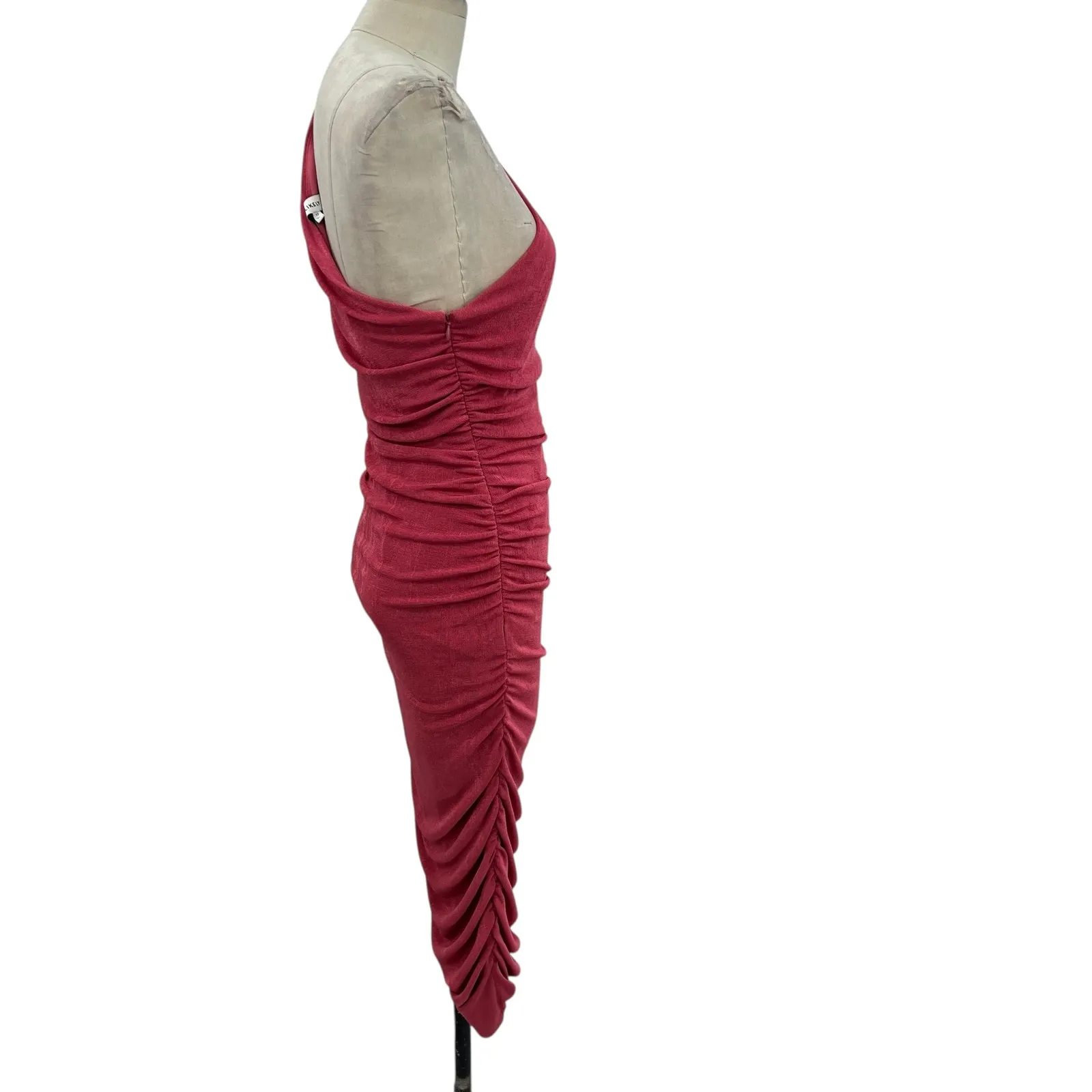 Likely Gemella Dress Midi Ruched Scrunched Bodycon One Shoulder Pink Size 12 - Image 7