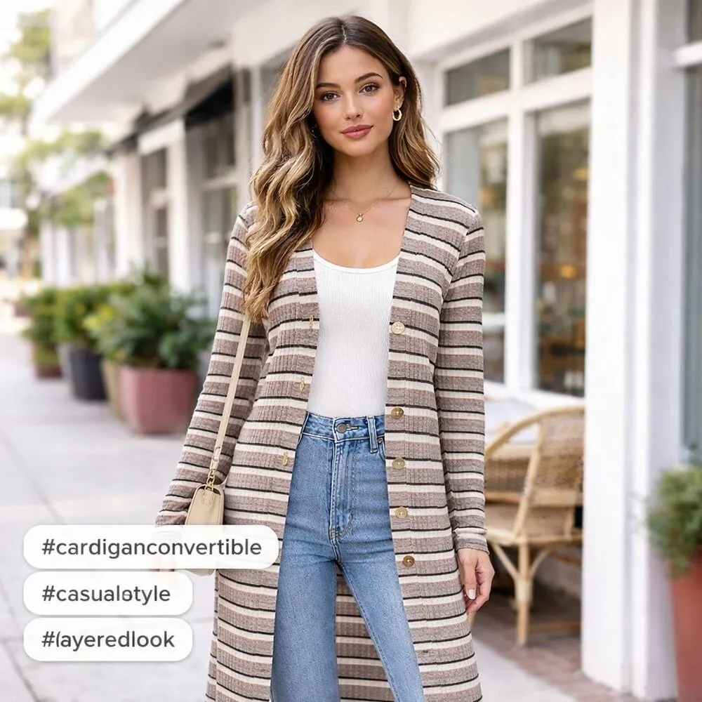 Loft striped button down shirt dress - size small - Image 2