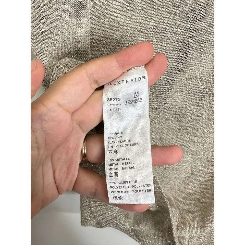 D. Exterior Made in Italy Sparkly Sleeveless Blouse‎ in Color Tan Size Medium - Image 6