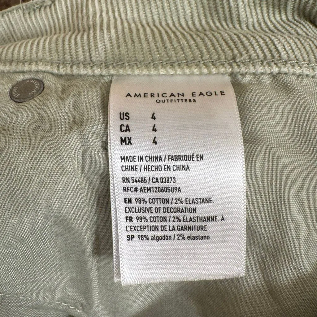 American Eagle Light Sage Green Corduroy High Rise Mom Cut Off Shorts 4 - Image 5