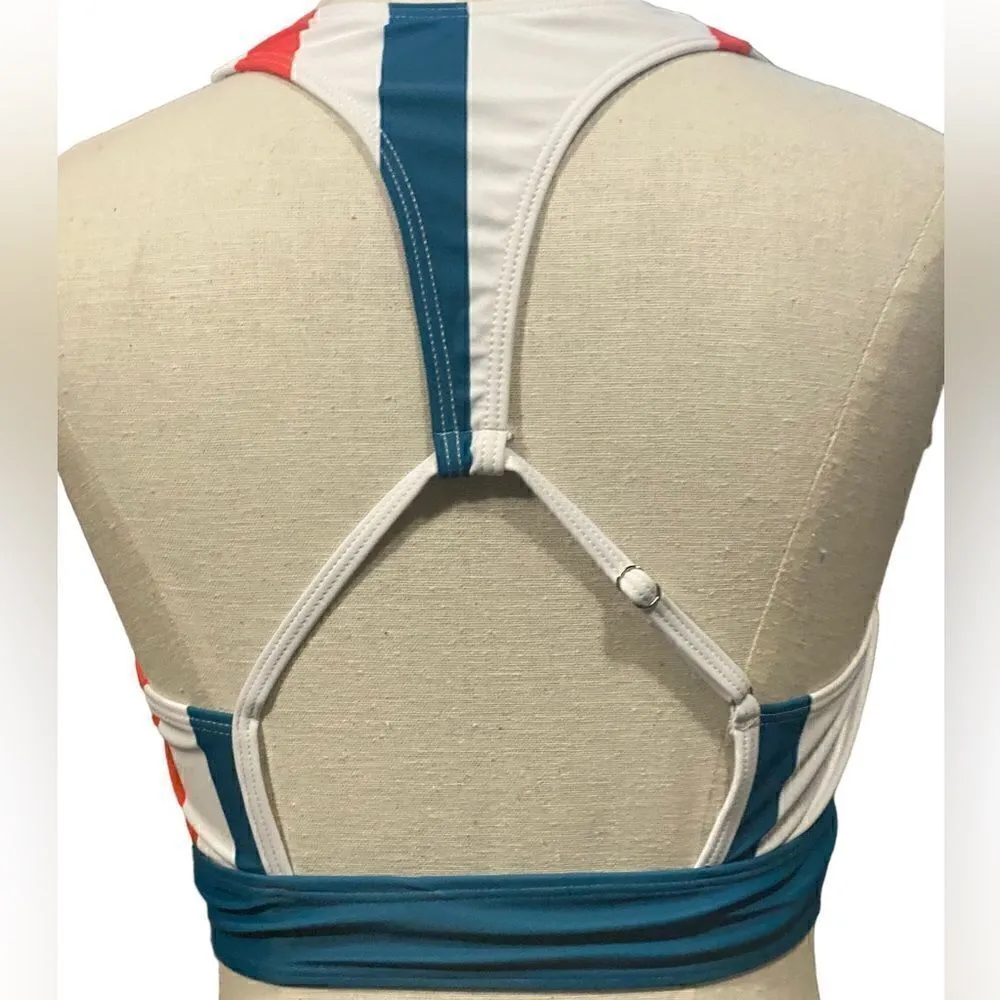 Multi Color Verticle Stripe V-Neck Longline Bikini Size Small - Image 4