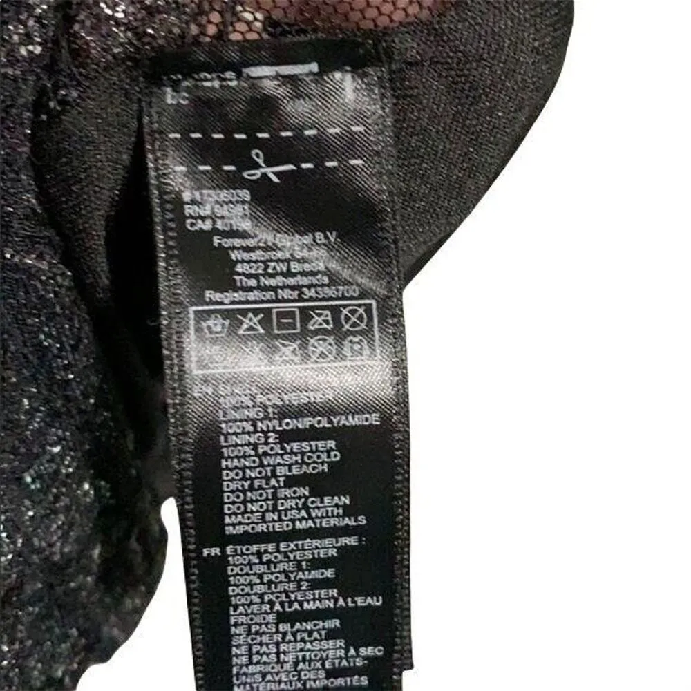 Forever 21 Womens Tank Top Sheer Over Silver Sequins Sleeveless Black Small - Image 7