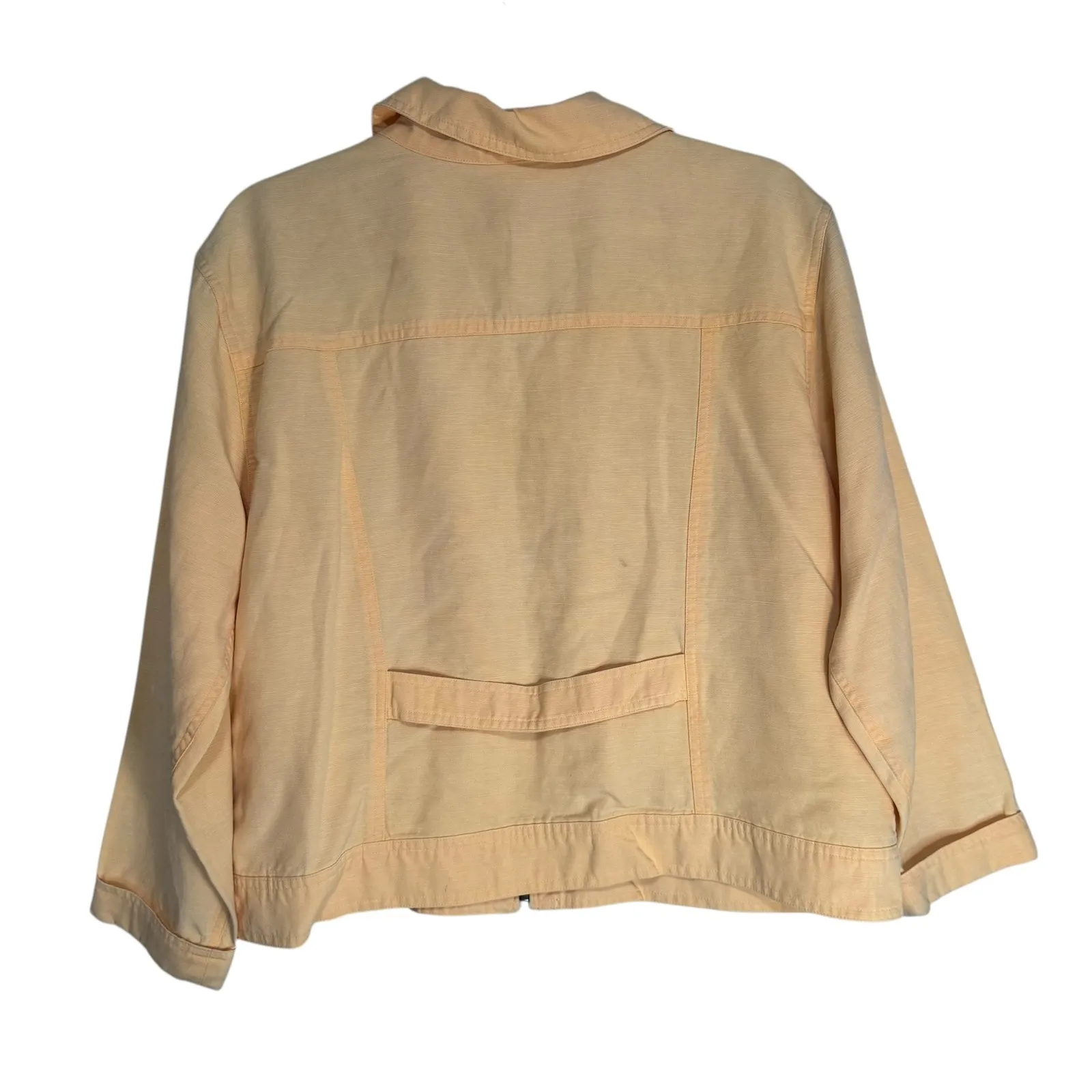 J Jill Petite Yellow Linen Blend Zip Up Utility Jacket Women LP - Image 6