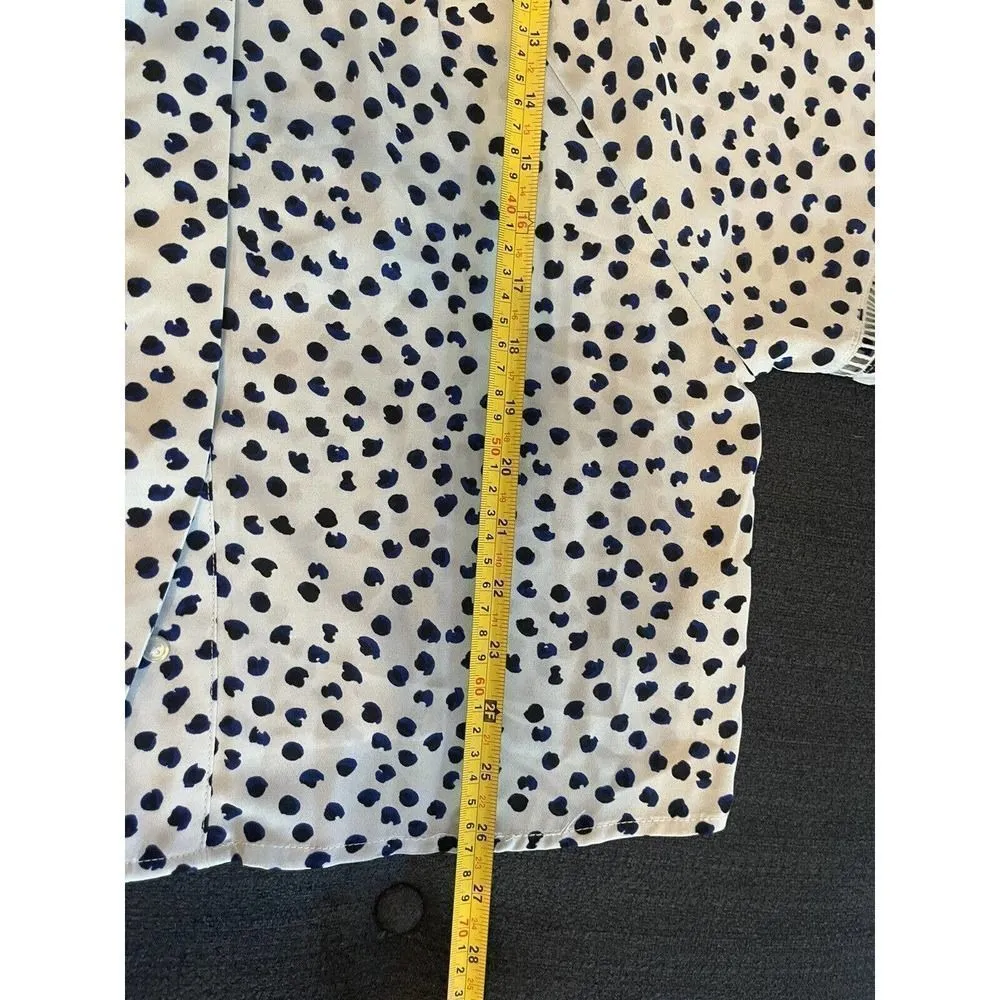 Zac & Rachel Blue Cheetah Print Puff Bell Sleeves Button Down Blouse Women Small - Image 8