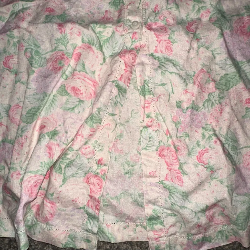 Lauren Ralph Lauren • 90s Linen Button Front Maxi Circle Skirt Soft Size 10 White - Image 3