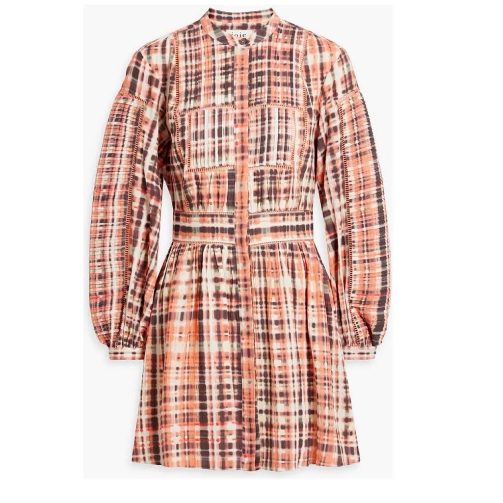 NWT Joie Charmese pintucked cotton-gauze mini shirt dress - Image 4