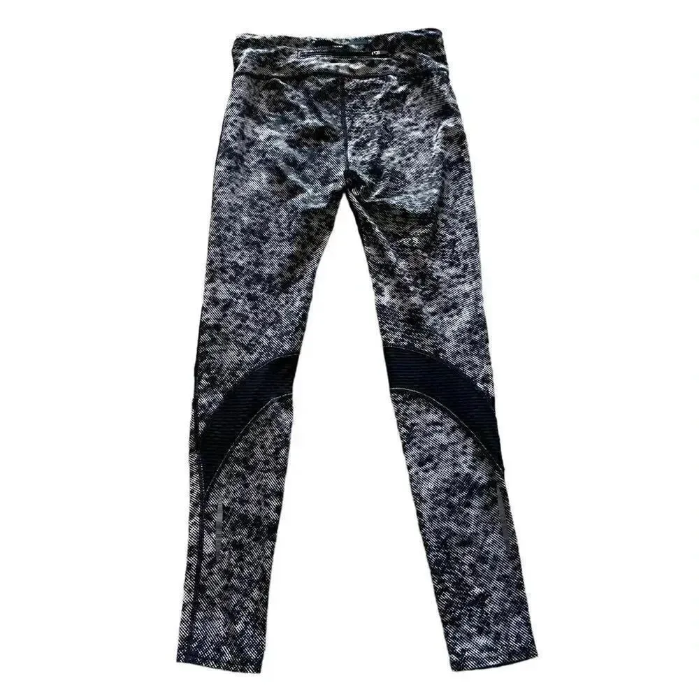 Black & White Abstract Skinny High Waist Womens Yoga Athletic Pants Sz S - Image 3