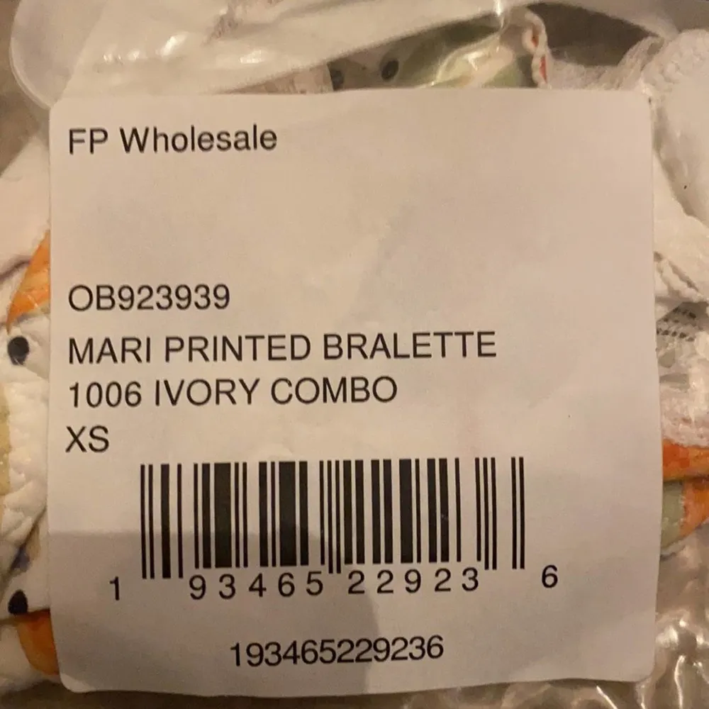 Free People Bralette Orange Fruit Print Mari Printed, Ivory Combo NWT, Size XS - Image 7