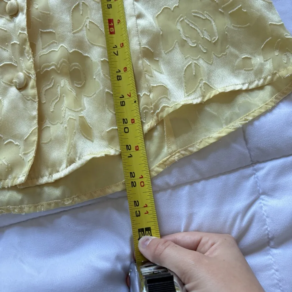 Vintage Victorias Secret Gold Label PJ Set Womens Large Floral Yellow Blazer - Image 10