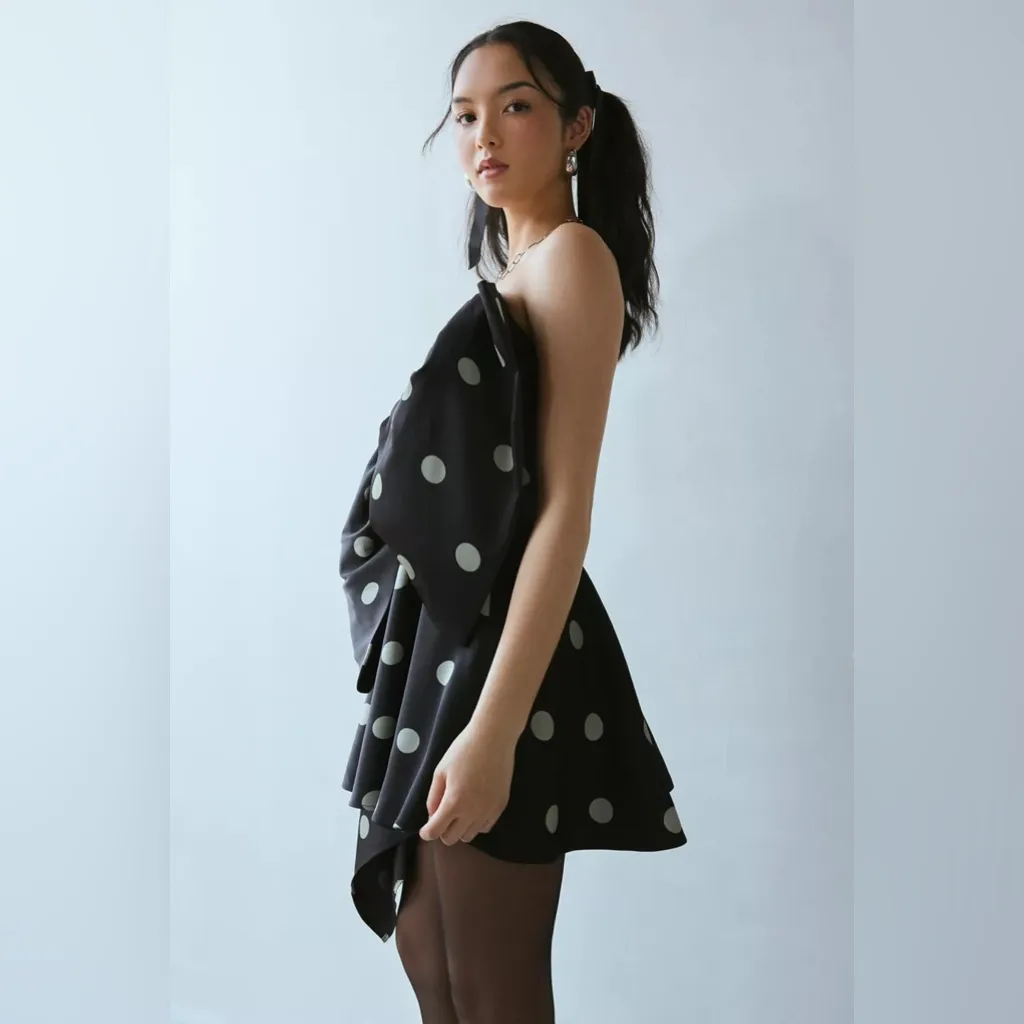 Bardot Brydie Bow Front Polka Dot Mini Dress XXL - Image 4