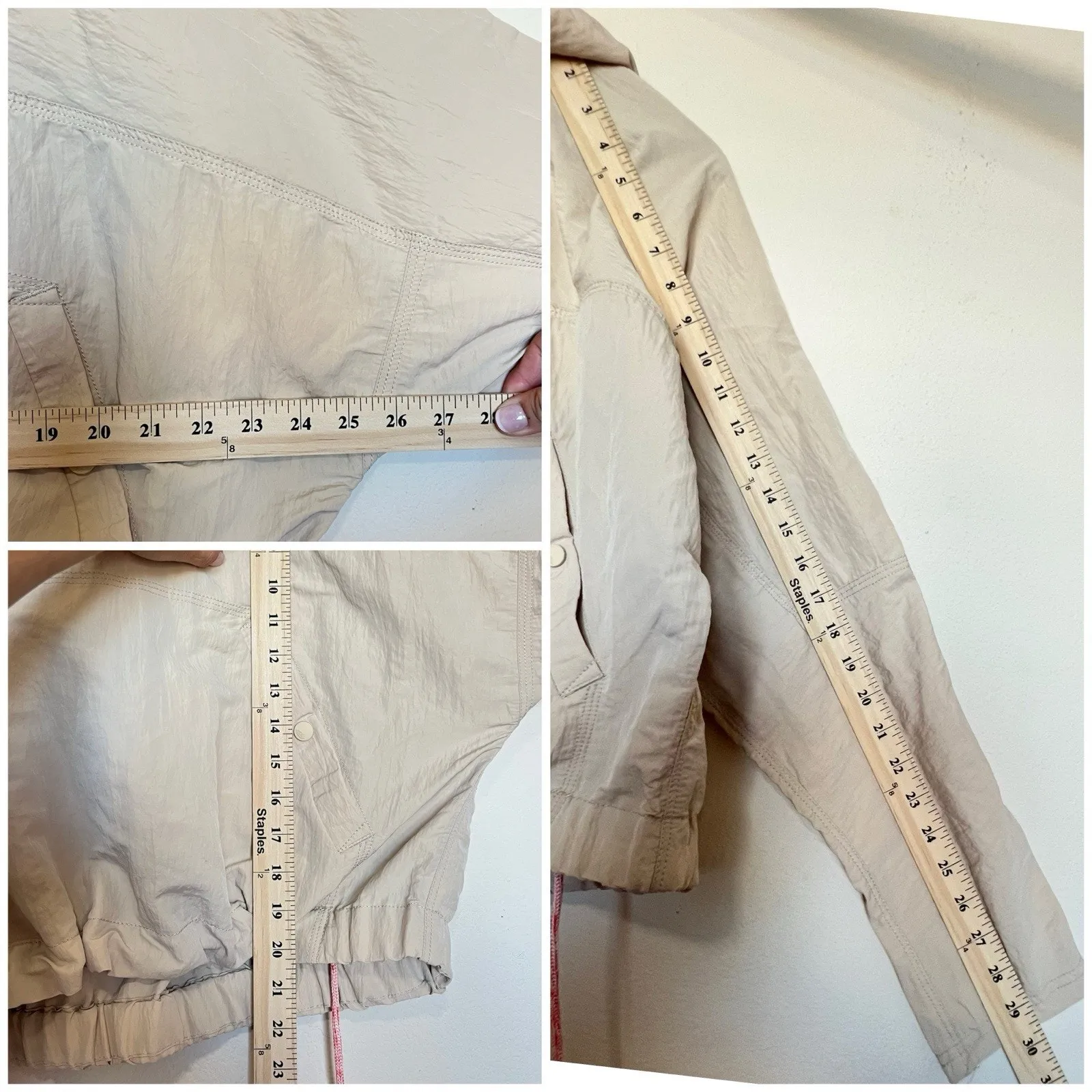 FP Movement Ride The Wave Popover Jacket Beige Cropped Hooded NWT L - Image 10