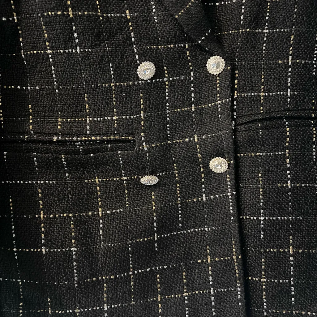 New black with gold and silver design fashion blazer Size M - Image 3