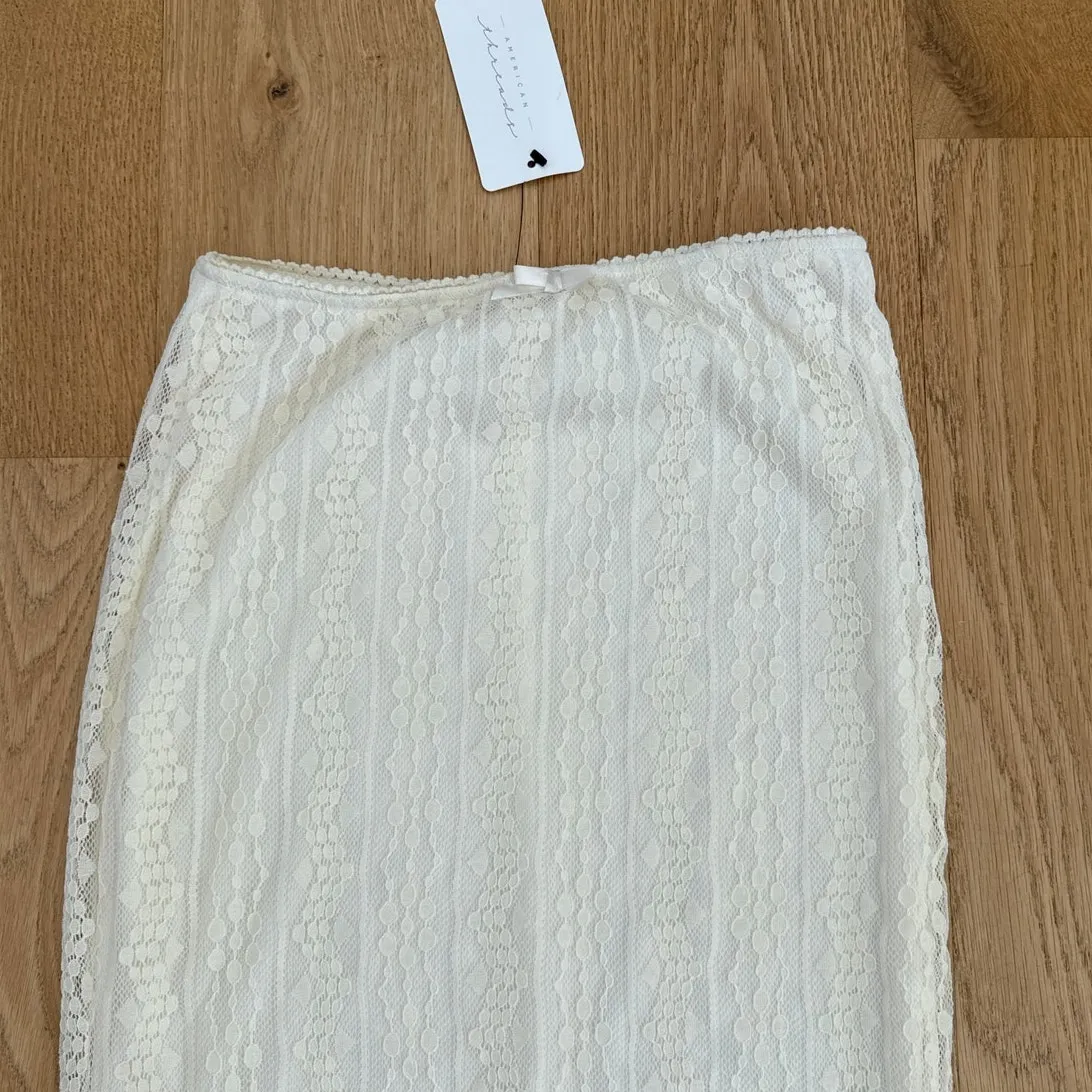 American Threads Maxi Skirt Lace Textured Size S Cream - Image 2