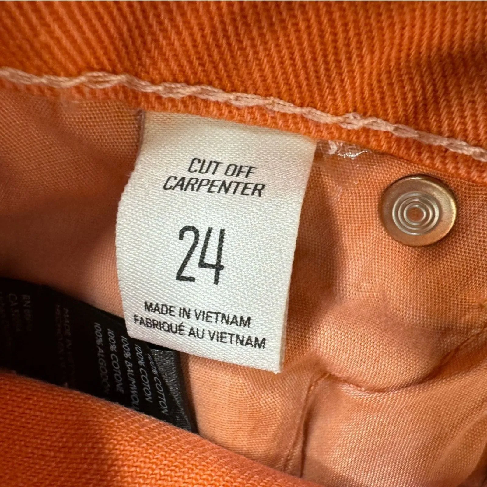 BDG Urban Outfitters Cut-Off Carpenter Shorts in Dark Orange Size 24 - Image 6