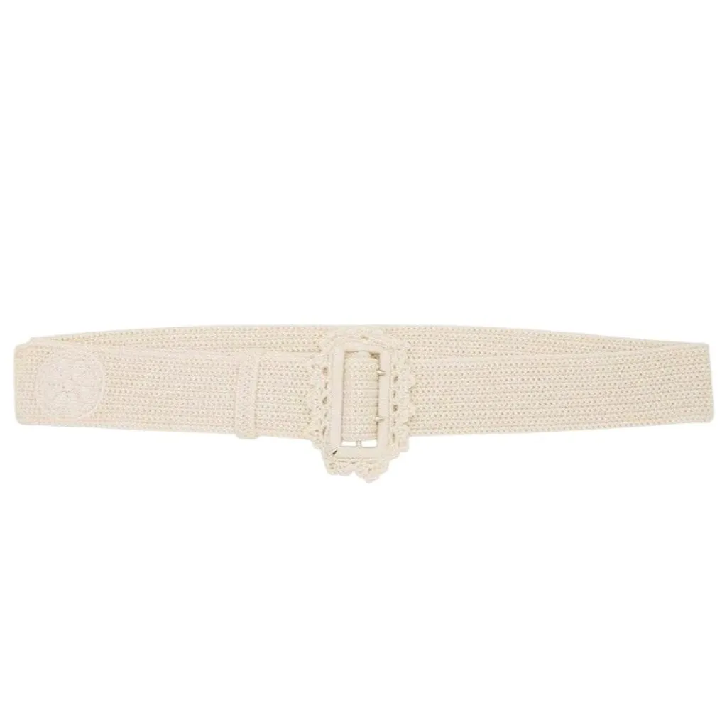 nastyamasha Crochet Belt With Embroidery Logo in Off White One Size New Womens - Image 2