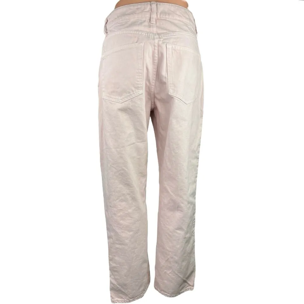 H&M Light Pink Straight Leg High Waist Stretch Ankle Boyfriend Denim Jeans Sz 8 - Image 3