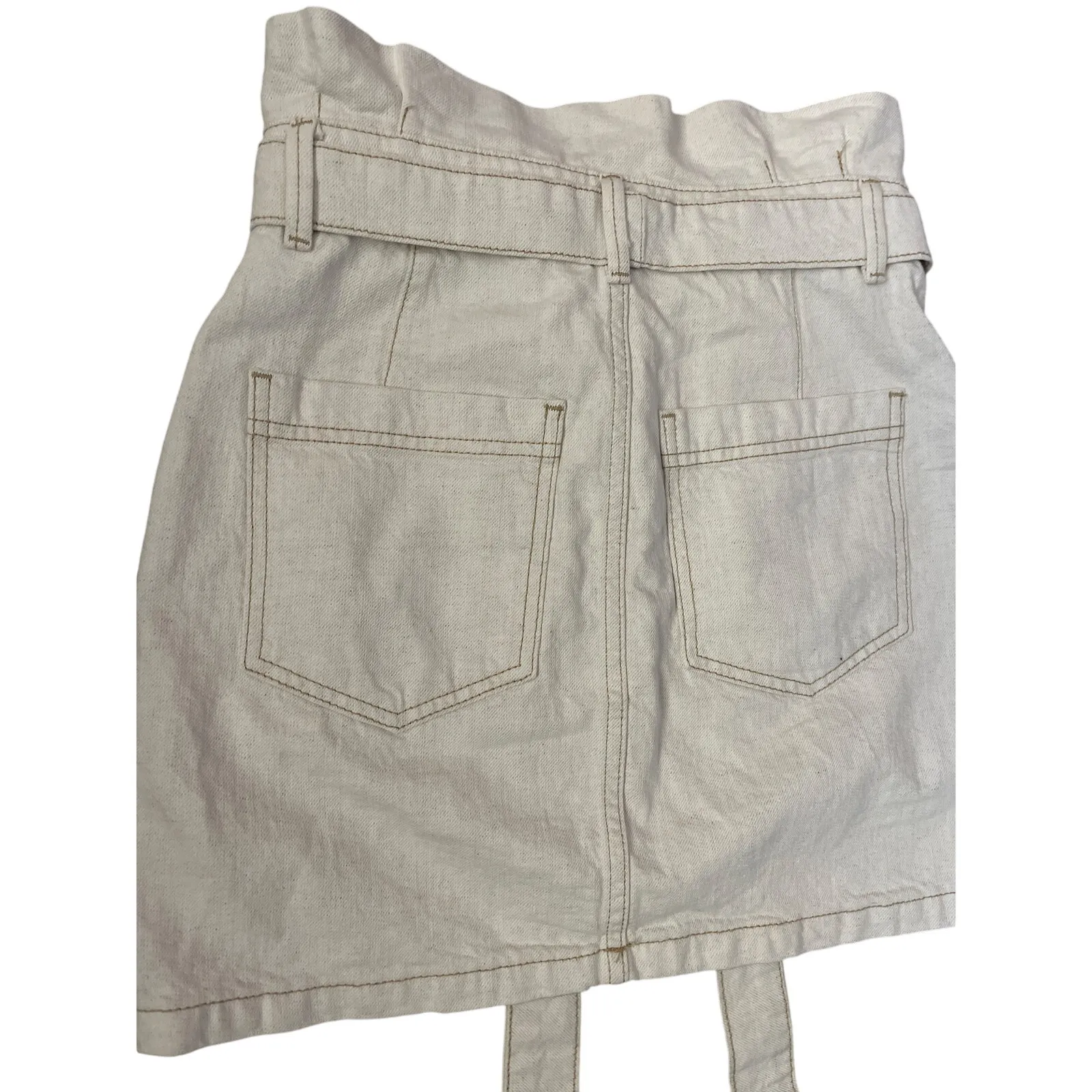 Free People Splendor In The Grass Paper Bag Waist Mini Skirt in Neutral‎ Size 0 - Image 11