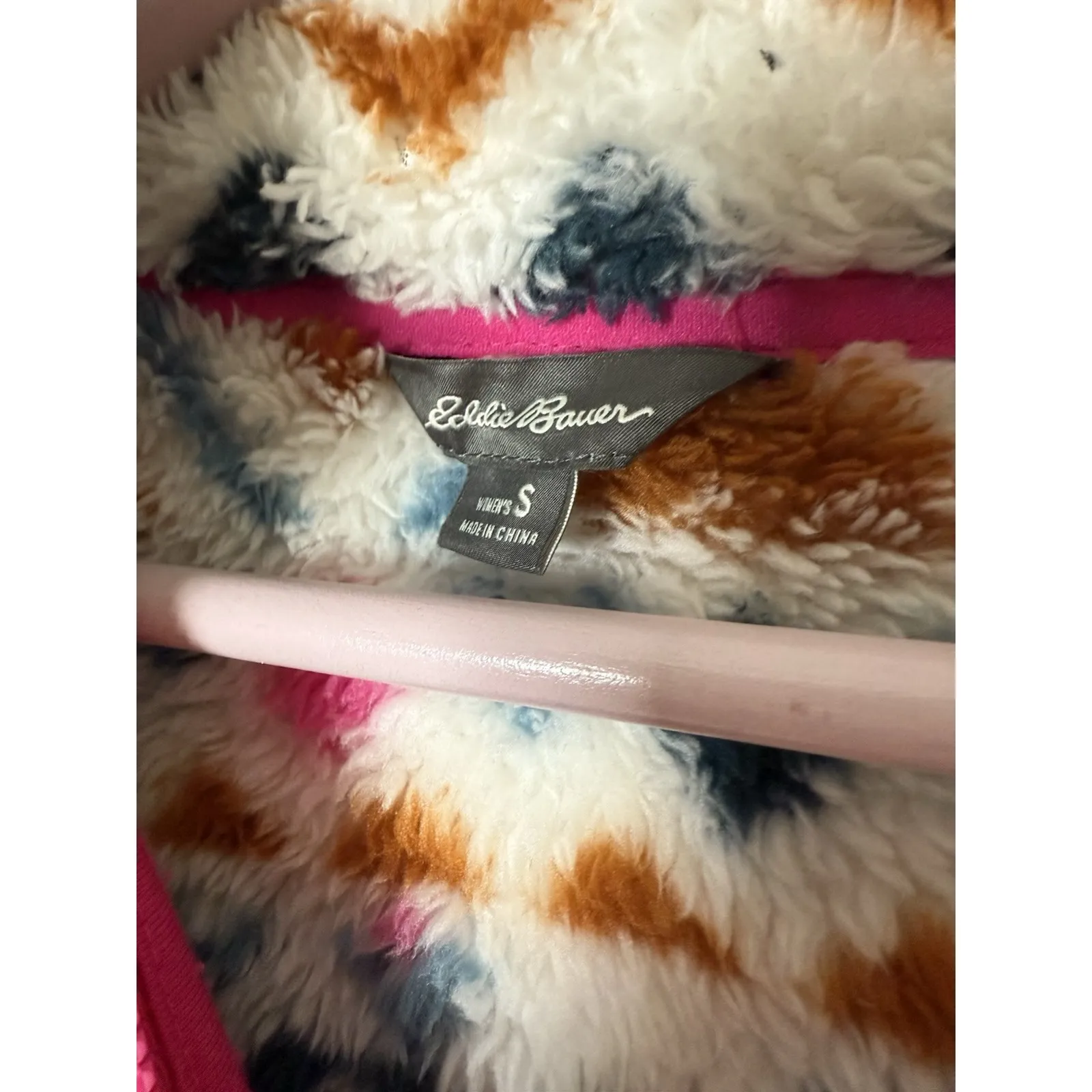 Eddie Bauer 1/4 Zip Fleece‎ Pullover Sweater Women's Small Aztec Faux Fur Fuzzy - Image 8