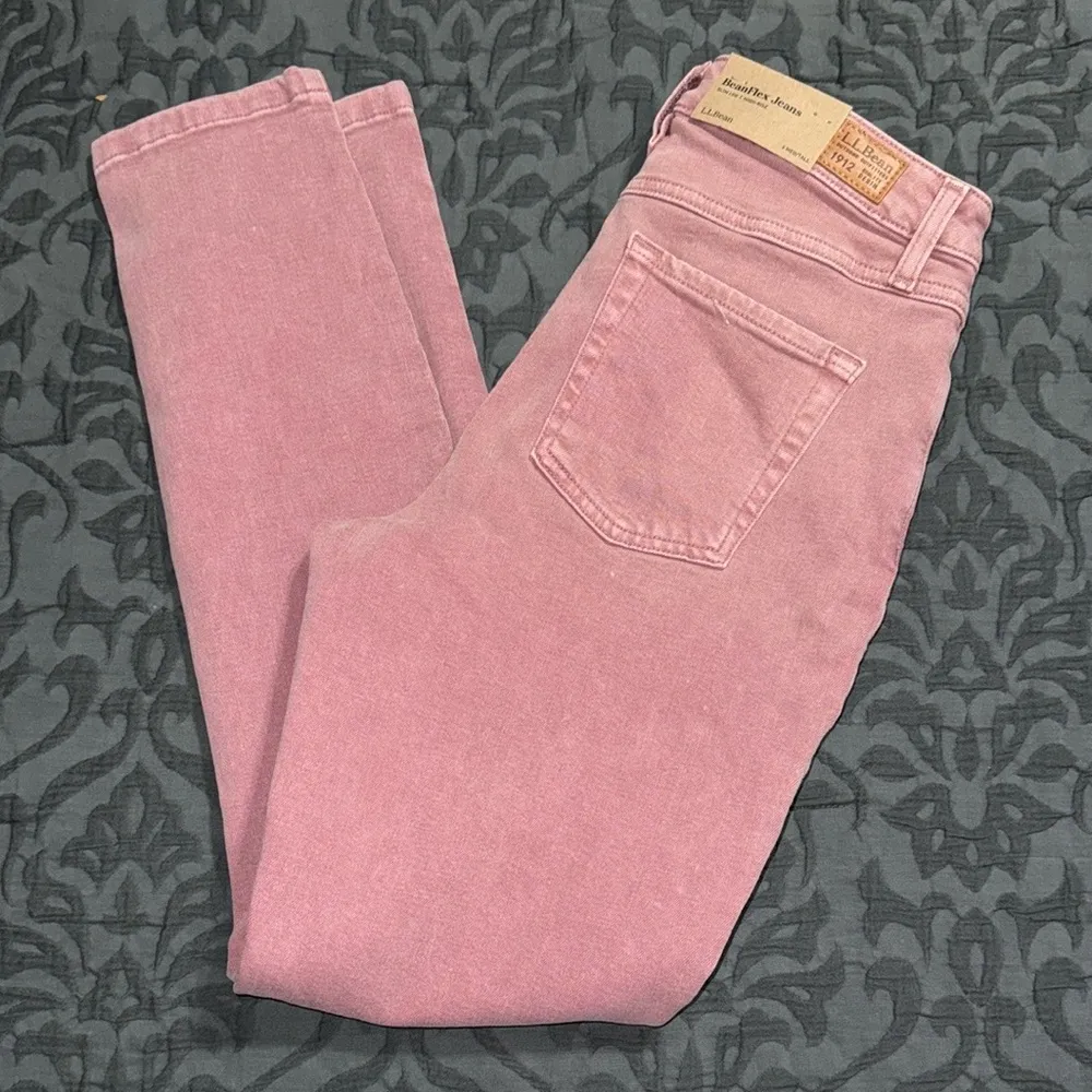 L.L. BEAN women’s 6 med/tall BeanFlex slim leg high rise jeans rose shadow new Pink - Image 16
