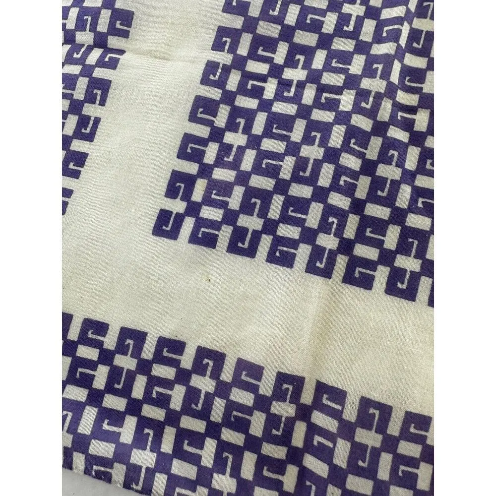 PHILIPPE VENET Bandana Scarves Neckerchief 100% Silk Geometric Purple Ivory​​ - Image 4