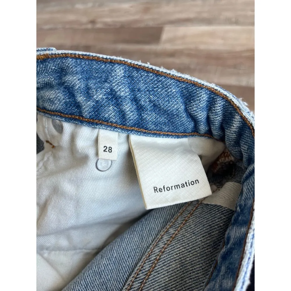 Reformation Crystal Rhinestone Front Denim Shorts Size 28 - Image 4