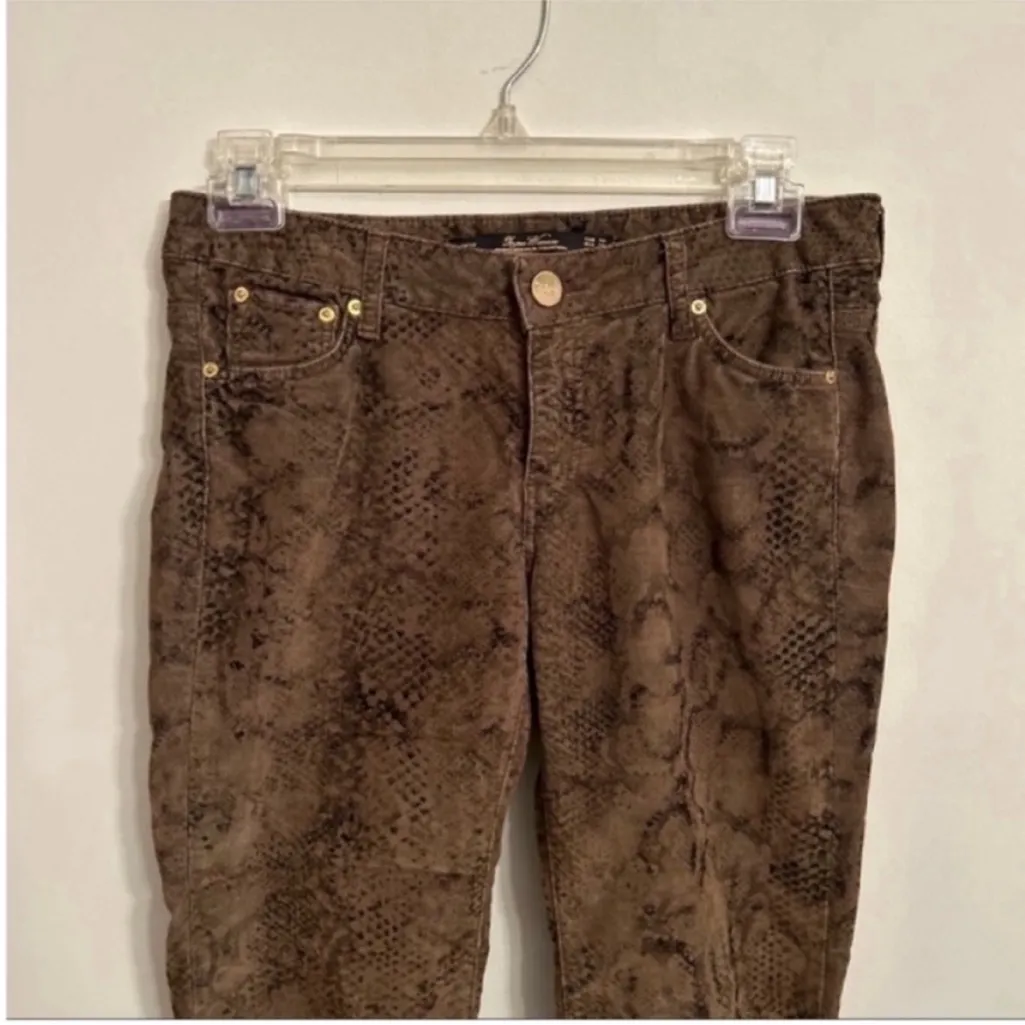Women’s Zara Brown Black Animal Snake Print Corduroy Pants Jeans Size 2 - Image 5