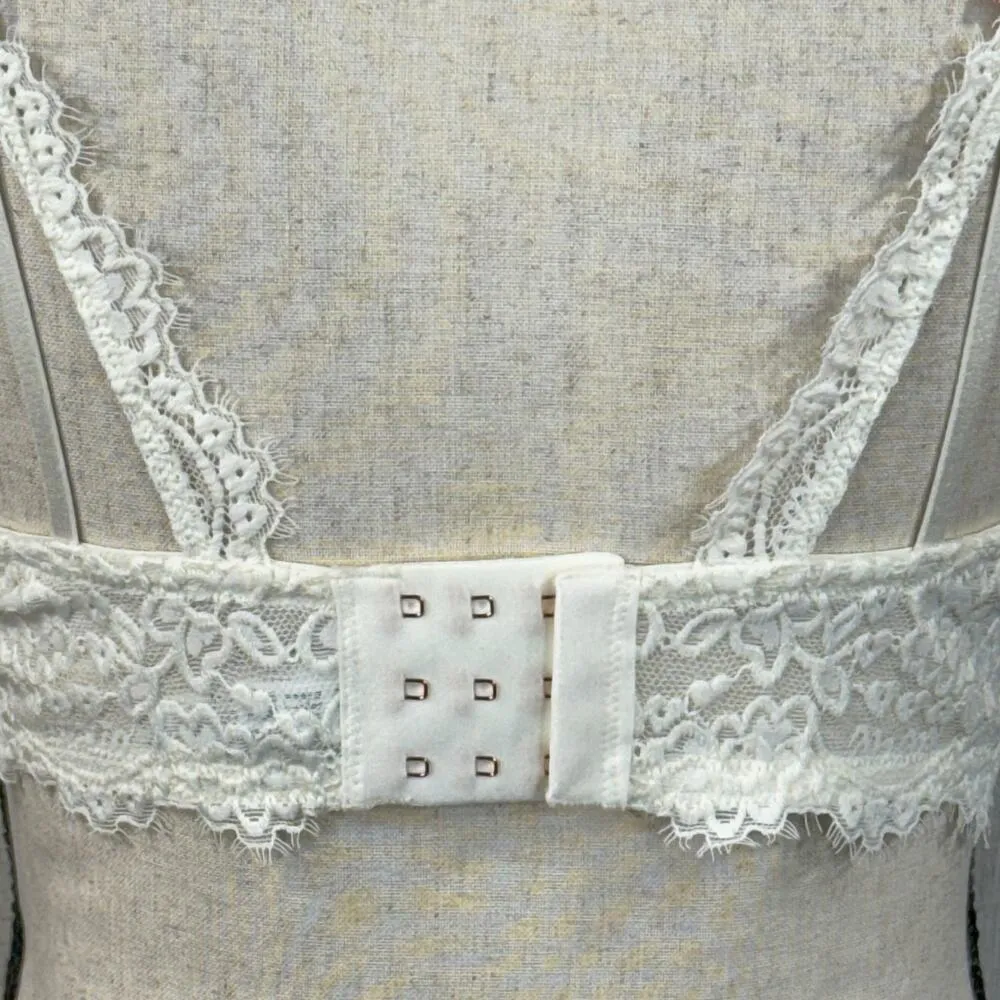 Aerie SZ 36C Balconette Bra Floral Lace Adjustable Molded Cups Underwire Cream - Image 7