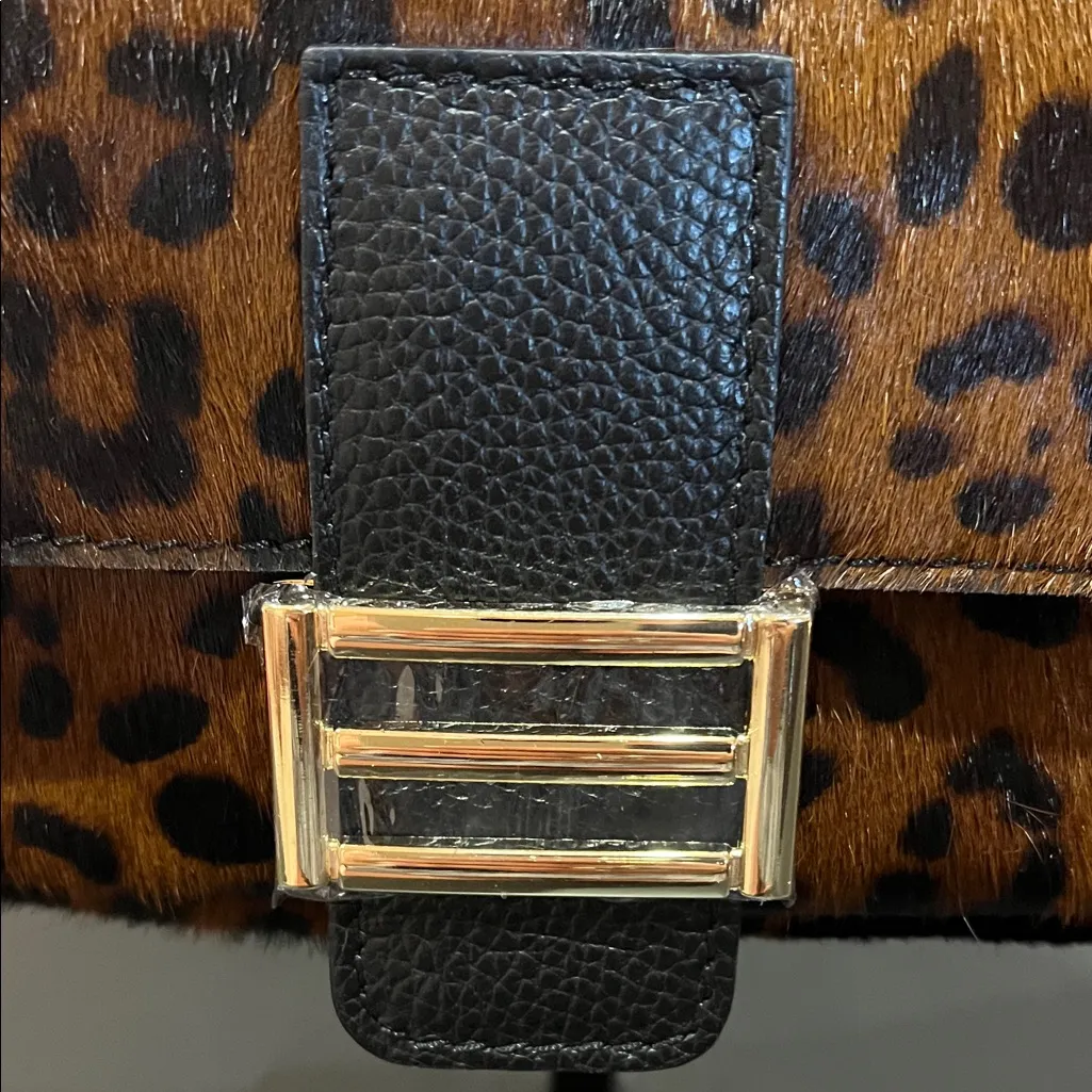Divina Firenze | Italian Hair On Cowhide Leather Leopard Shoulder/Crossbody Bag Brown - Image 6