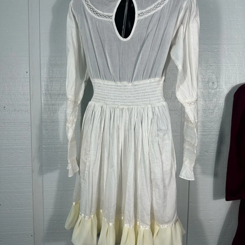 Free People Women’s Victorian Waisted Mini Dress Ivory See Measurements … - Image 7