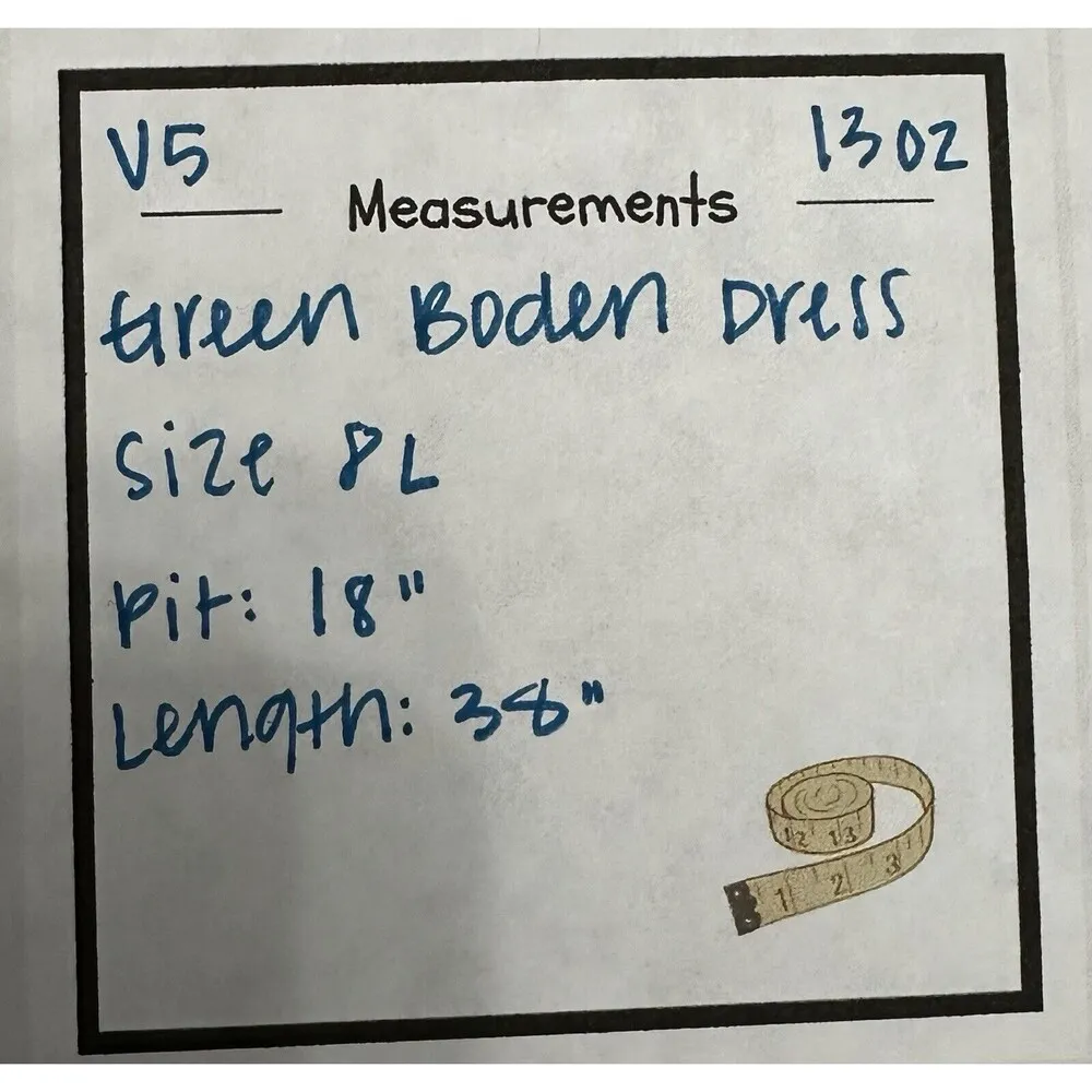 Boden Jodie Floral 3/4 Sleeve Knee Length Dress Women's Sz 8L Green Elastic Boho - Image 12