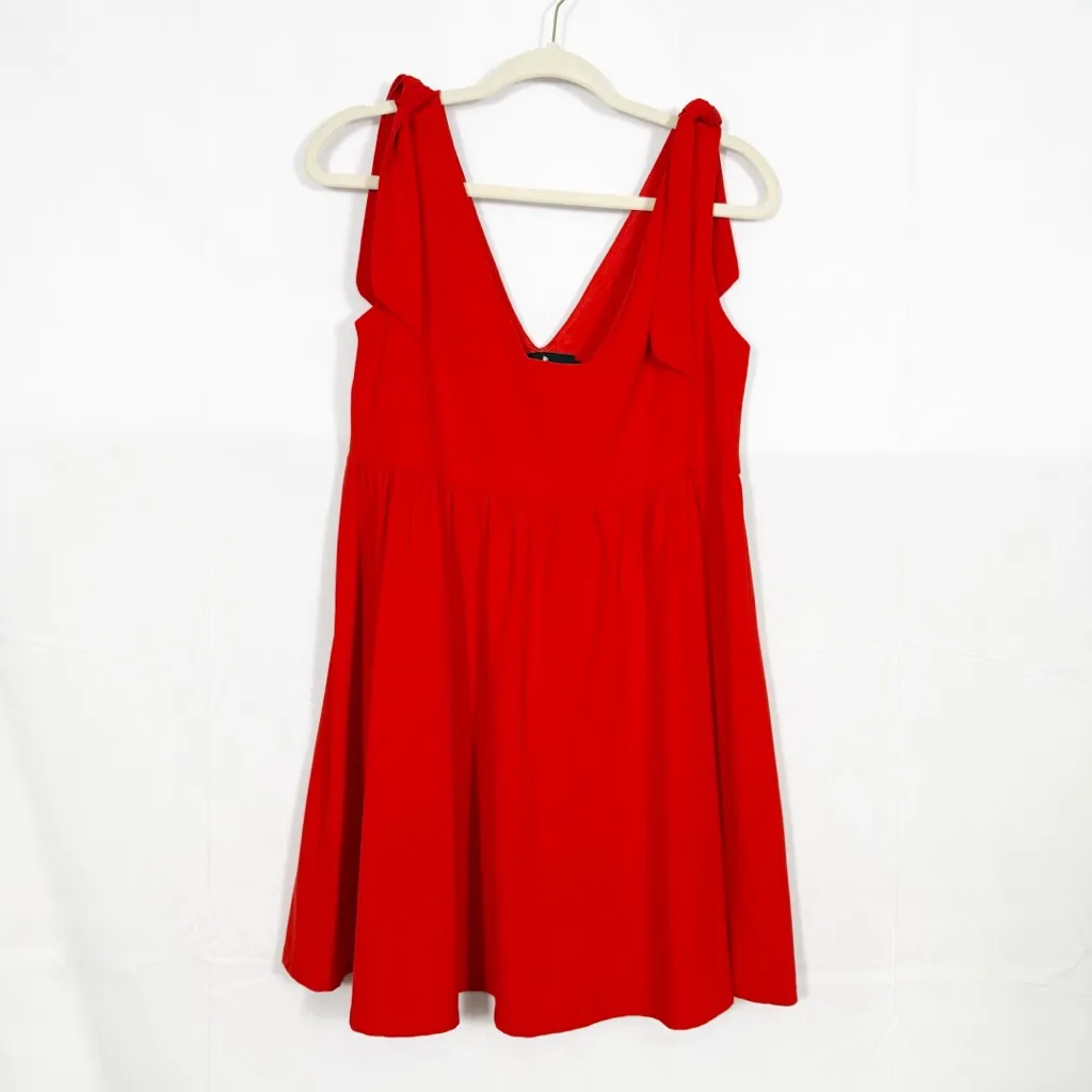 Pomander Place X Tuckernuck Babydoll Tie Shoulder Mini Dress Holiday Red - Image 3