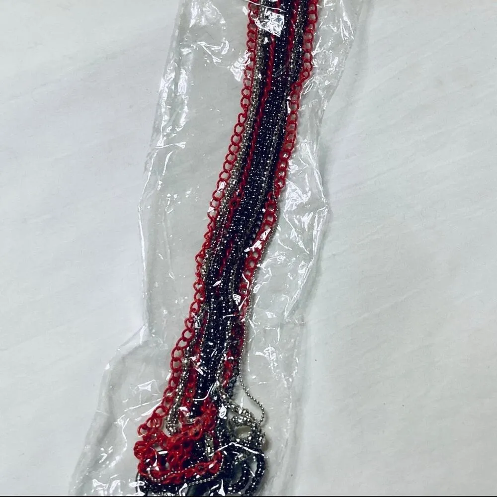 Paparazzi Colorful Calamity Red, Gunmetal and Silver Necklace Set - Image 4