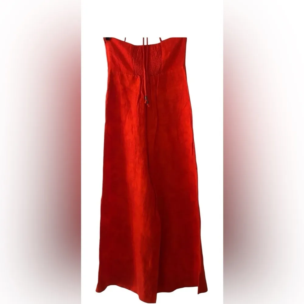 Anthropologie Elevenses Tropicale Wide Leg Jumpsuit Orange Size 12 - Image 5