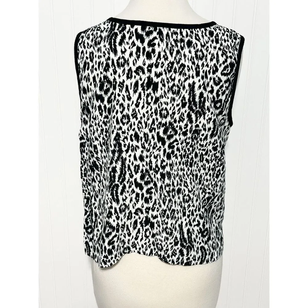 Nancy Bolen‎ Women's Animal Print Sleeveless Tank Top Petite Large Black & White Black Size undefined - Image 4