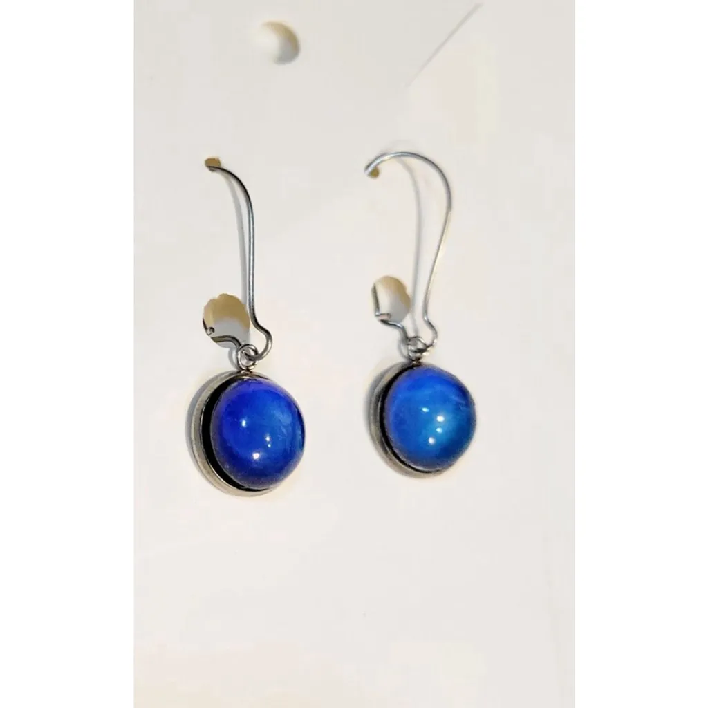 Trending Mood balancing comfort jewelry dangle latch back earrings artisan made Blue - Image 2