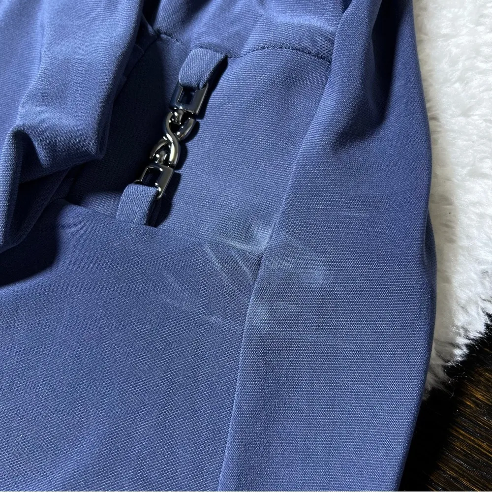 Joseph Ribkhoff Mineral Blue Chain Detail Asymmetrical Hem Blouse - Image 11